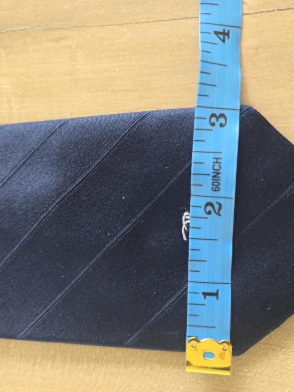 Vintage Oscar de la Renta Navy Striped Tie • Monogrammed Designer Necktie • 90s - Picture 10 of 11